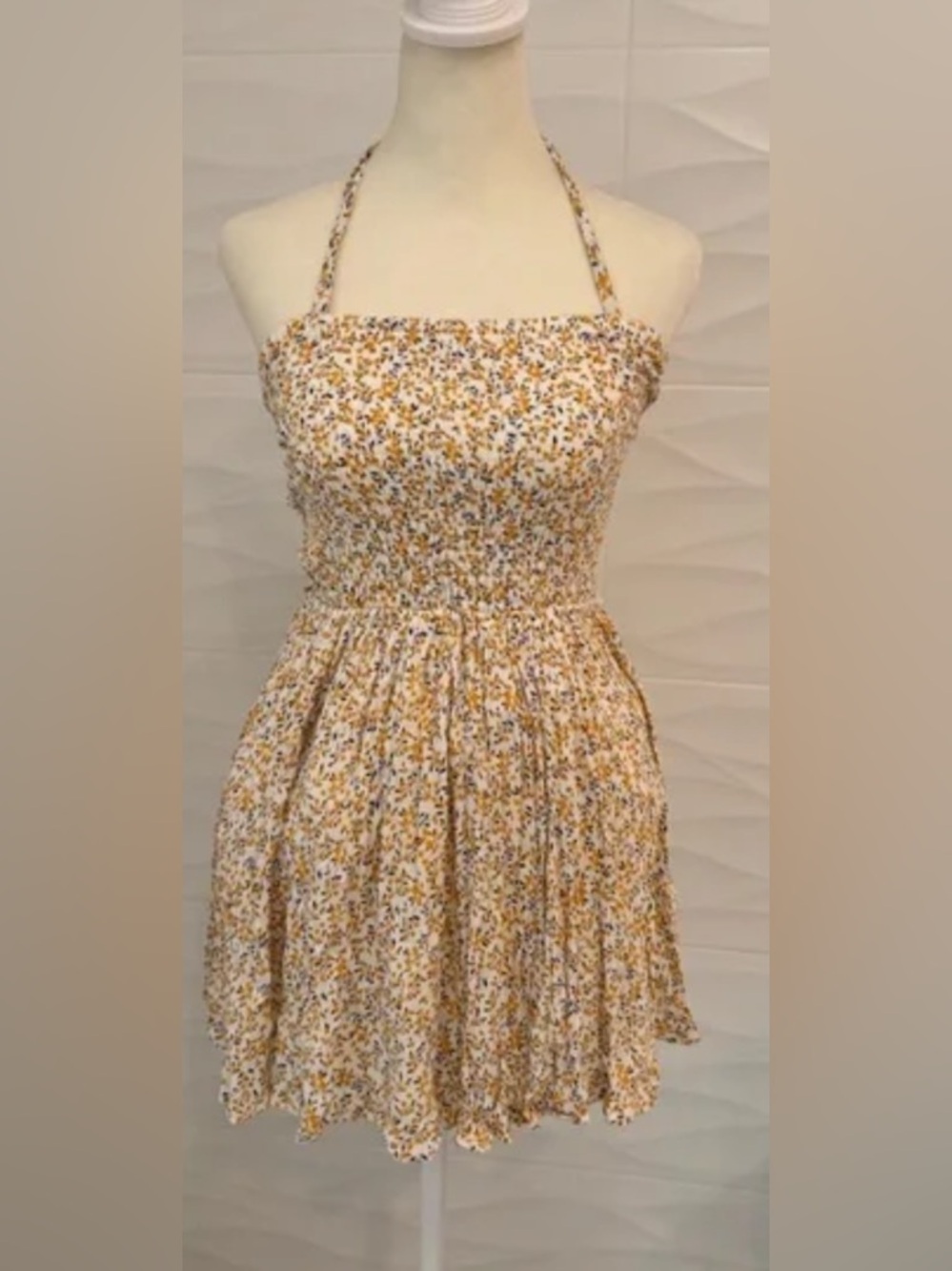 Windsor White Dress with Yellow Floral Trim perfect for SUMMER!
